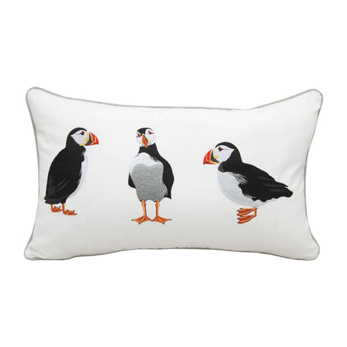 Rightside Design's Puffin Party Lumbar Pillow Featured in Seaside Retailer's Fresh Ideas